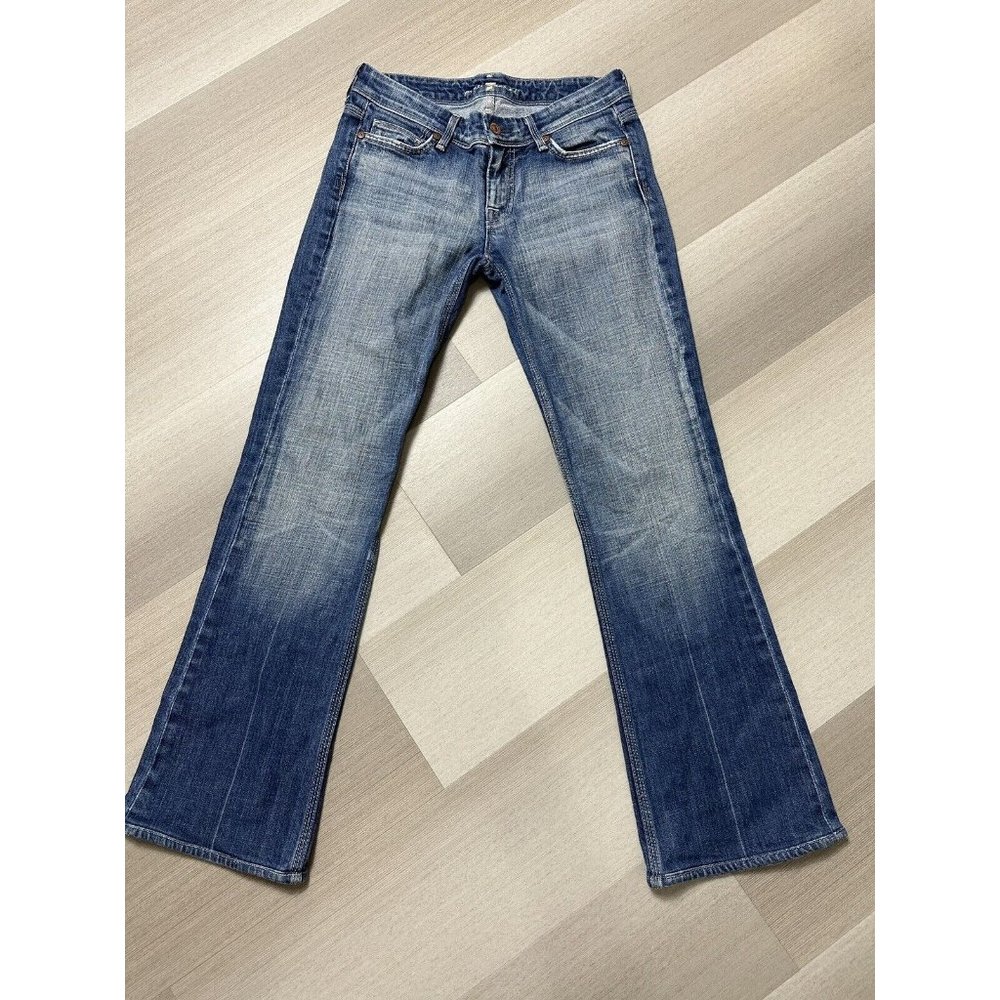 7 For All Mankind Flynt Denim Women’s Rhinestone Blue Jeans Size 26 Bootcut